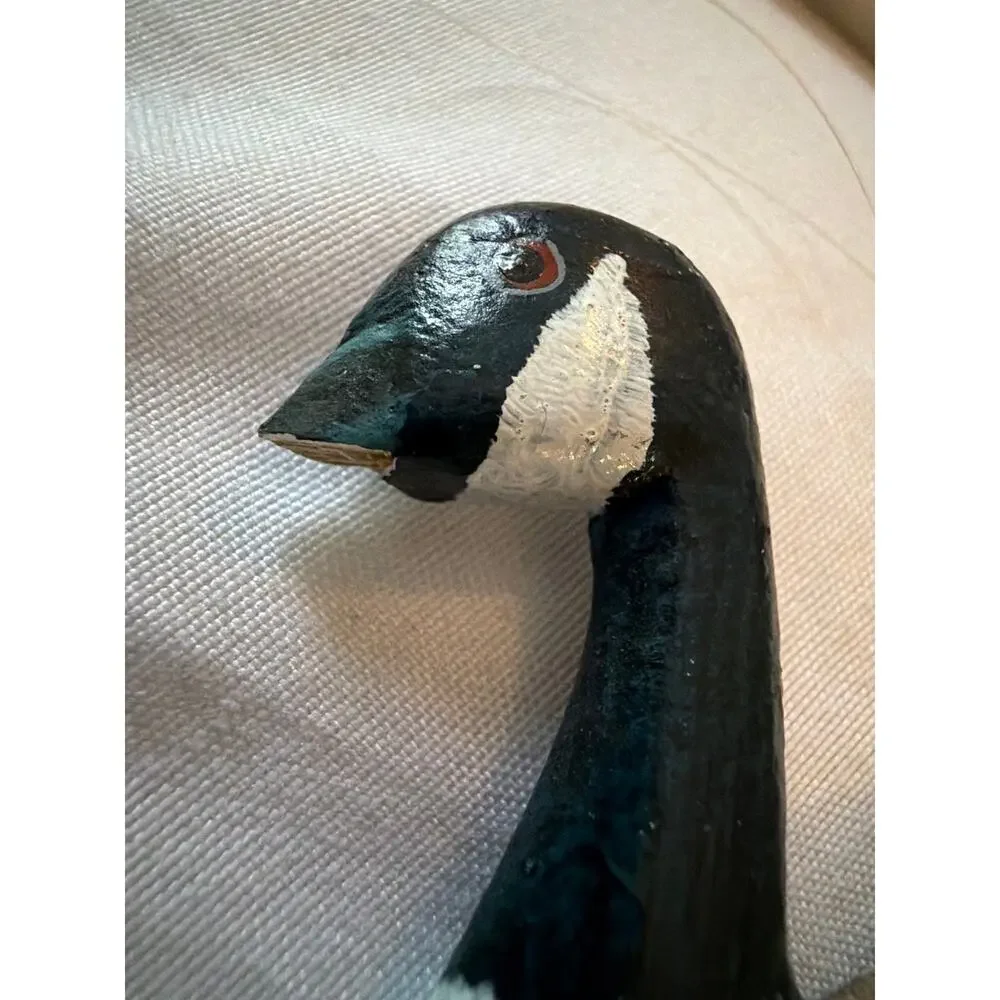 Hand Carved Wooden Loon & Canada Goose Bird Ornaments Painted Wildlife Set 2